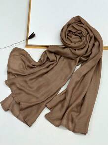 1件加大码柔软透气纯色包边头巾，莫代尔面料，适合搭配连衣裙