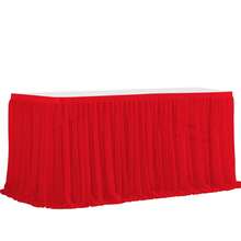 1pc Polyester Ruffled Table Skirt, Suitable For 48/72/96/108/168 Inch Rectangular Tables, Wrinkle-Resistant And Easy To Clean, Ruffle Hem Design, Ideal For Birthday, Party, Wedding, Bridal Shower, Celebration Decor - Multicolor - View 15