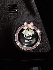 1pc Crystal Rhinestone Car Engine Start Stop Decoration Ring, Bling Car Interior Accessories For Women, Push To Start Button Cover Sticker, Automotive Decals Decorative Ring With Diamond Inlaid Crystal Ignition Ring White - Multicolor - View 19
