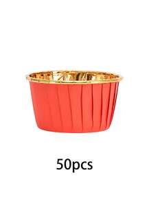 50 peças/100 peças Copo de Papel Mafen, Ferramenta de Cozimento de Cupcake de Papel, Suporte de Papel para Bolo com Borda Ondulada Dourada, Copo de Papel Antigordurado Colorido para Cozimento, Filme de Cozimento, Copo de Papel para Bolo com Boca Ondulada Dourada, Forma de Papel Alumínio Descartável para Cupcake, Bandeja Descartável de Cozimento de Cupcake de Papel