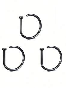 1/3/5 件女士假鼻环鼻中隔非穿孔鼻夹摇滚嘻哈不锈钢时尚朋克身体饰品，鼻环 - 彩色 - 查看 10