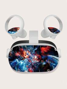 1 套适用于 Oculus Quest2 VR 耳机的科幻闪电和星空风格贴纸，自粘，防刮，适用于 VR 游戏、虚拟现实体验、设备展示、桌面装饰、VR 设备改造、创意装饰、个性化、更新