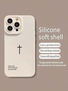 Cross Print Simple Shockproof Thick Phone Case Cover Suitable For IPhone17/IPhone17 Air/IPhone17 Pro/IPhone17 Pro Max/16 Pro Max/15 Pro Max/14 Pro Max/13 Pro Max/12 Pro Max/11 Pro Max - 白色 - 查看 2