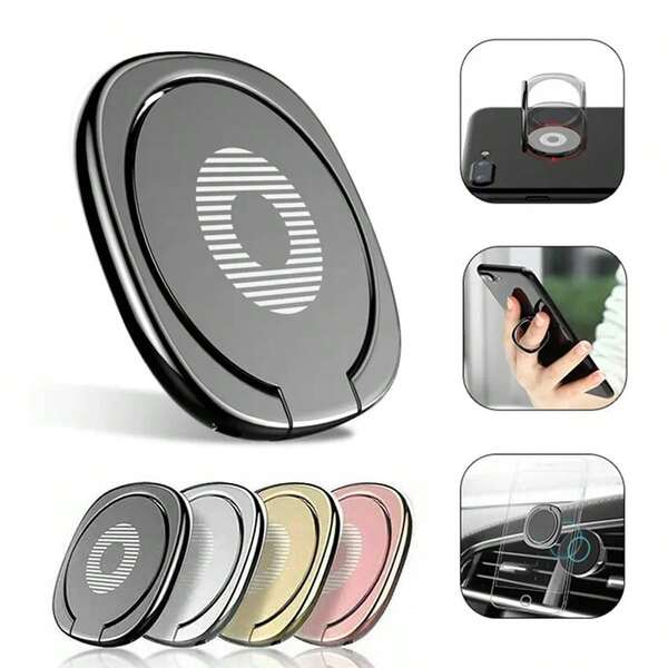 1pc 360° Rotatable Magnetic Car Phone Ring Holder, Zinc Alloy Multi-Function Foldable Slouchy Desk Phone Ring Stand Compatible With IPhone, Android Phone, Gift For Birthday, Family, Friends Phone Grip Phone Holder