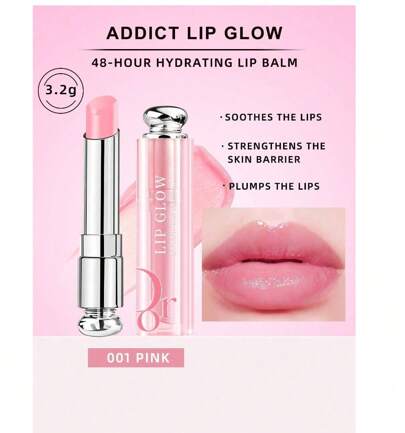  Dior Bálsamo labial Addict Lip Glow, 001 Rosa, 0.11 Oz./3.2g