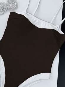 Women's Vacation Beach Spaghetti Strap Stylish One-Piece Swimsuit