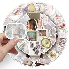 50 adesivos com tema de balé, design estético fofo de desenho animado para celular, caderno, mala