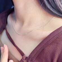 925 纯银 O 形项链，简约优雅的设计，闪亮的链条，女士珠宝，时尚风格，节日礼物，日常佩戴 - 白色 - 查看 8