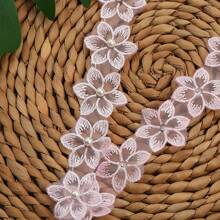 1码（3.3厘米）单层珍珠装饰蕾丝花边，绣有花朵和珍珠，欧根纱面料，适用于DIY服装、领口、袖口、窗帘边缘 - 工艺用品，蕾丝面料 - 彩色 - 查看 23