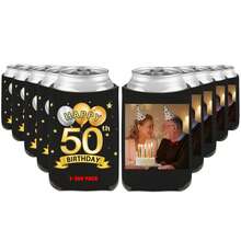 Custom Birthday Can Coolers Sleeves Personalized Bulk Beer Bottle Beverage Holder With Photo Name Year,Custom Beer Can Coolers ,Cheers To The Mr And Mrs ,Wedding Can Cooler ,Custom Great For Bars, BBQs,Wedding Favors, Beverage Insulators, Beer Huggers, Wedding Favor, Beer Holder,Wedding Essentials,Summer Holiday - Multicolor - View 2