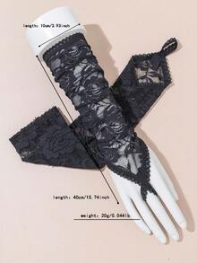 1 Đôi Găng tay hở ngón họa tiết ren thanh lịch dành cho nữ, thích hợp cho các hoạt động ngoài trời, giữ ấm tay thời trang thu đông - Nhiều màu - Xem 7