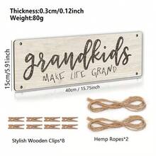 Portafotos de madera tradicional con cordel para abuelos - Placa colgante de pared para exhibir fotos familiares, marco de fotos multiusos, regalo ideal para Navidad, Acción de Gracias, Día de la Madre, Regalo para la abuela, Regalo para el Día de la Abuela