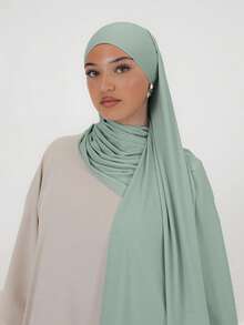 1pc Women's Simple Classic Solid Color Long Shawl Scarf, Elegant Casual Fringe Scarf, Premium Knit Fabric Viscose Jersey Hijabs Scarf, Turban Style Headscarf Suitable For Daily Life, Outings And Gatherings For Dress