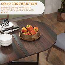 HOMCOM Folding Dining Table, Drop Leaf Table For Small Spaces, Oval Tabletop For Dining Room, Chocolate Wood Effect - Brown - View 7