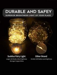 电池供电的 LED 灯串、户外仙女灯、星星灯、DIY LED 灵魂灯、铜线灯，适用于节日、婚礼派对、卧室装饰、返校季 - 暖白光 - 查看 4