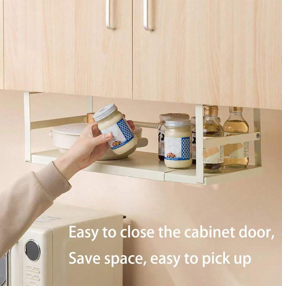 Expandable Metal Microwave Rack | 2-Tier Kitchen Storage Organizer | Multi-Purpose Countertop Shelf With Pull-Out Drawers | Adjustable 40-64cm Height | Ideal For Spice Jars, Appliances & Utensils | Sleek Design For Modern Kitchens, Appliance Organizer | Twotier Design | Functional Kitchenware