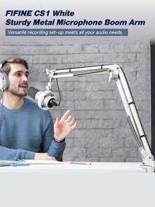 Microphone Arm Stand, Suspension Boom Scissor Mic Stand With Heavy Duty Clamp, 3/8" To 5/8" Adapter, For FIFINE AM8,K688,A8,A6V, For Voice-Over, Gaming, Recording, Studio, Home Office-FIFINE CS1 White - White - View 8