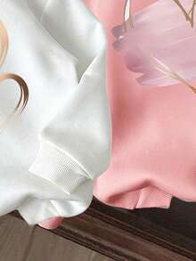 Set de 3 sudaderas con capucha cálidas con estampado de corazón para niños pequeños - Multicolor - Ver 6