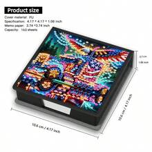 DIY 5D 钻石画套装 - 猫头鹰图案笔记本和便条盒 - 独特的手工礼物，钻石艺术套装，不对称形状，适合办公室和家庭办公桌的独特手工礼物 - 彩色 - 查看 8