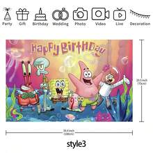 1 Tấm vải nền chụp ảnh chủ đề bọt biển SpongeBob SquarePants dùng cho tiệc sinh nhật, làm từ sợi polyester bền chắc, có dòng chữ "Chúc mừng sinh nhật" trên nền. Màu sắc tươi sáng, phù hợp cho các hoạt động trong nhà hoặc ngoài trời, chẳng hạn như tiệc theo mùa, trang trí ngày lễ, tiệc Halloween, tiệc Giáng sinh, tiệc ngoài trời và tiệc gia đình. - Nhiều màu - Xem 15