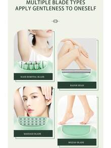 Kemei KM-6037 女士无痛面部脱毛器，包含 3 个附件，无线面部脱毛器带 LED 灯，可充电面部剃毛器，USB 充电 - 彩色 - 查看 11