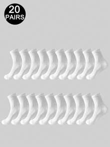 5 Pairs/10 Pairs/20 Pairs Of Children's Casual Socks, Medium Long Socks, White Socks, Winter Socks, Black Socks,Sports, Suitable For Ages 10-16