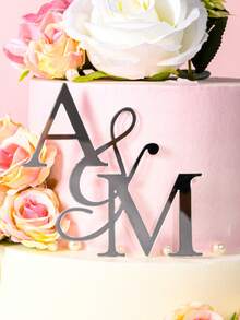 1pc Customized Cake Brand, Shiny Birthday Cake Decor - Gold/Silver/Rose Gold Acrylic, Wedding Holiday Cake Accessories, Cake Decorations, Home Living, Christmas Home Atmosphere, Souvenirs, Reusable, Personalized Gift, Celebration, Anniversary - Multicolor - View 6