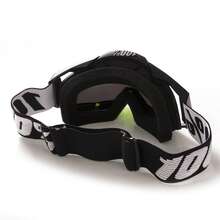 Motorcycle Goggles, Adjustable Strap Windproof Scratch Resistant Ventilated For Sports Cycling Snowboard - 全黑+綠 - 查看 4