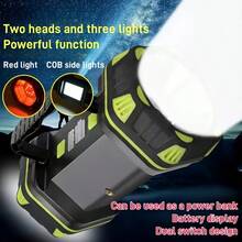 Multi-Functional Bright LED Handheld Lamp, Large Battery Capacity For Long Runtime, Type-C Charging, 8 Lighting Modes, Side Soft Light COB, Convenient Handle Design, Smart 4-Level Battery Indicator, Ideal Lighting Companion For Outdoor Travel & Adventure - Black - View 1