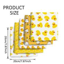 Bộ vải chủ đề Vịt Vàng - 5 miếng, nhiều màu, hình vuông chần bông Polyester cắt sẵn dùng cho đồ thủ công DIY, gói quà, may vá, chần bông, may vá thủ công, khâu tay, khâu vải búp bê DIY, thích hợp cho những người yêu thích đồ thủ công - Nhiều màu - Xem 9