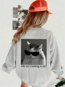 1pc Girls Casual Printed Pullover Crew Neck Sweatshirt, Autumn/Winter Student Young Clothing Long Sleeve Top - The Ultimate Crew Neck Sweatshirt Series Suitable For Every Young Trendsetter