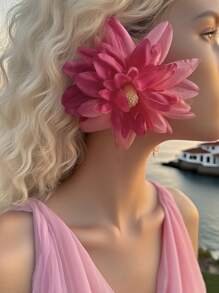 1 对时尚花卉图案布质耳钉，别致百搭清新甜美风格