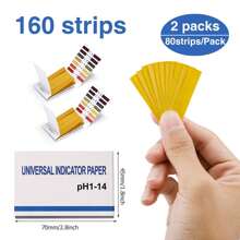 2包PH试纸，160条PH 1-14通用PH试纸，水族箱鱼缸酸碱度检测仪石蕊试纸适用于各种鱼缸