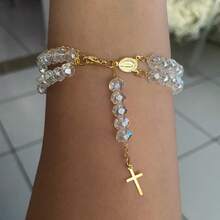Double Plated Rosary Bracelet - Clear - View 2