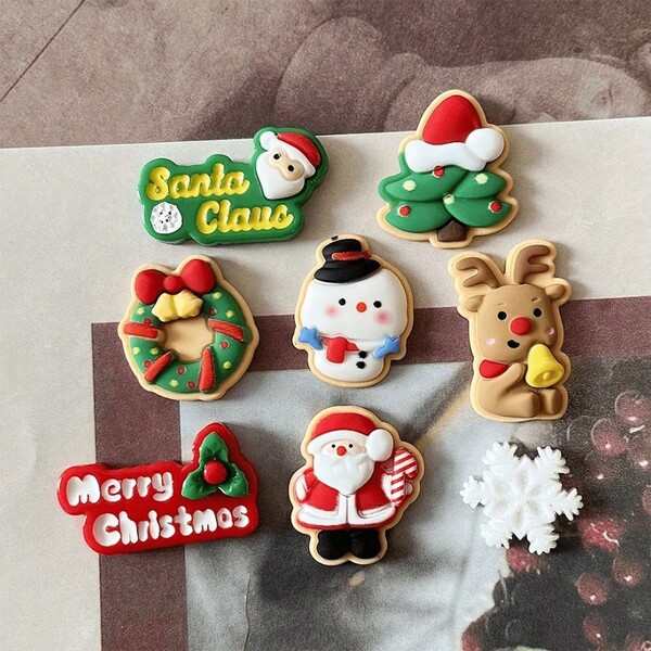 8 piezas de imanes de nevera de la serie navideña, regalos y recuerdos, decoración del hogar 3D linda, pegatinas magnéticas, regalos creativos pequeños para amigos