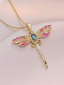 1 pièce Collier pendentif de libellule de style bohème élégant et coloré, convient comme bijou quotidien, de fête ou de voyage pour femme