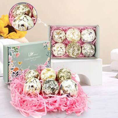 Set de 6 bombas de baño para mujeres, efervescentes de lujo infundidos con flores reales y aceites esenciales orgánicos naturales, regalo de autocuidado para mujeres, madres, hijas, novias