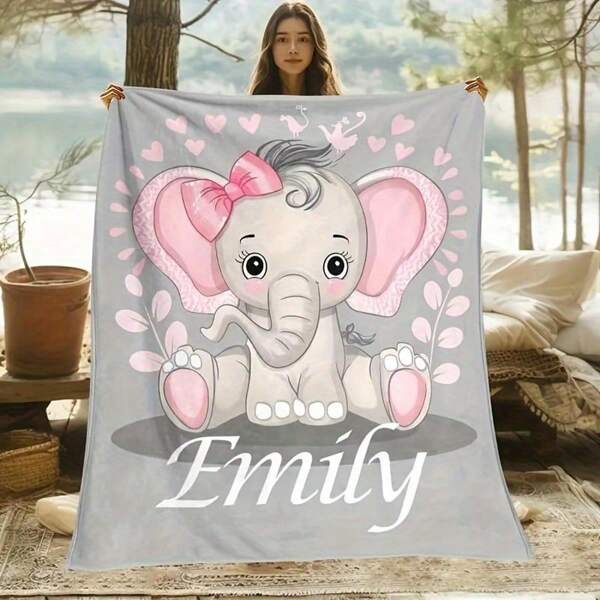 Weiche & kuschelige Flanelldecke mit niedlichem rosa Elefanten Design - Hypoallergene Flanell-Fleece-Decke geeignet für Sofa, Haustiere, Büro, Outdoor Strand Camping, Multifunktionale Ganzjahresgeschenkdecke für Geburtstag, Valentinstag - Maschinenwaschbar