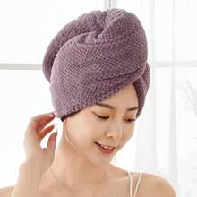 1pc Coral Fleece Super Soft Fiber Hair Towel Wrap For Women, Anti-Frizz With Elastic Strap, Quick Drying For Wet, Long, Curly Hair, Ideal For School, Travel, Home Use - Multicolor - View 9