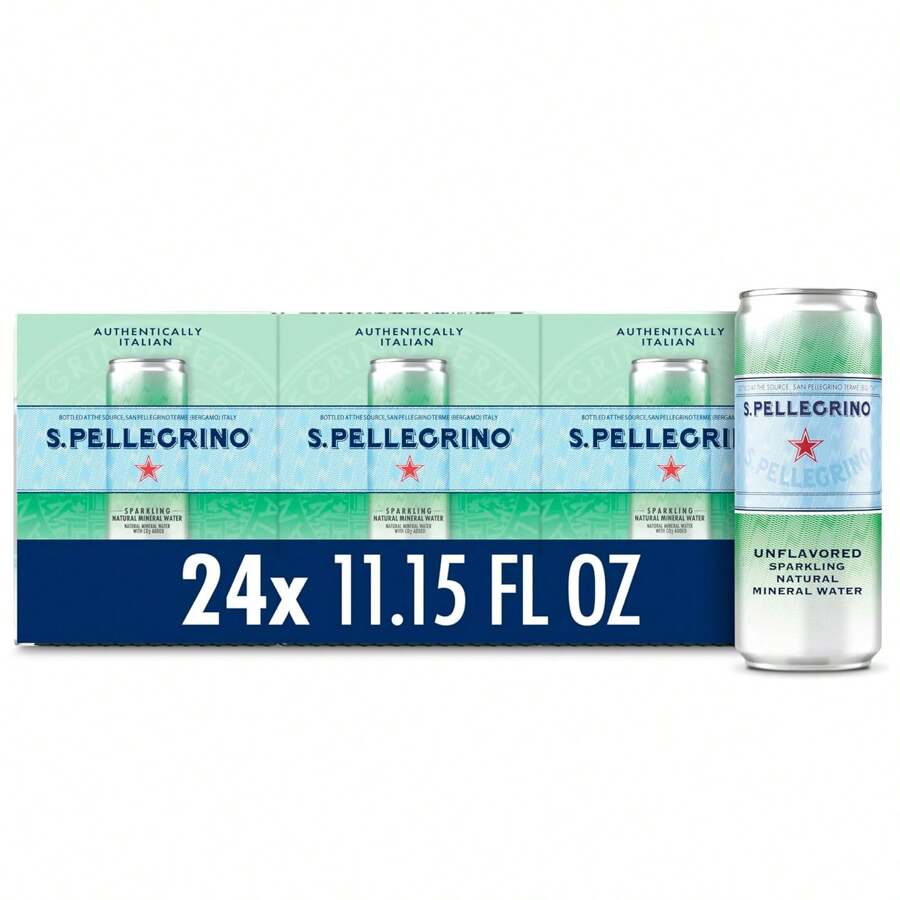 S.Pellegrino Sparkling Natural Mineral Water, Unflavored, 11.15 Fl. Oz (Pack Of 24) - 藍色 - 查看 1