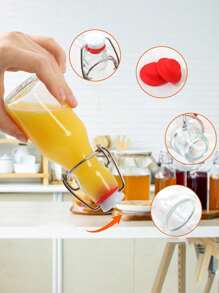 5/3/2/1pcs/2oz Glass Juice Bottle Set - Mini Glass Bottles With Shaker Lids, Suitable For Homemade Beverages, Extracts, Candies, Crafts And Party Decorations, Refillable, Travel Accessories - Clear - View 5