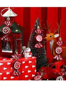 6 件镀金糖果挂饰，棒棒糖饰物，适用于圣诞树装饰、主题派对、礼品包装、房间、家居装饰、户外花园庭院装饰 - 彩色 - 查看 3