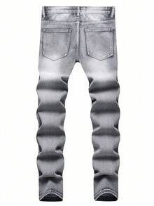 Teen Boy Distressed Gray Ripped Casual Jeans, - Grey - View 2
