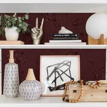 1 Cuộn Giấy Dán Tường Tự Dính Họa Tiết Hoa Hồng Đỏ Đậm Cổ Điển, Chất Liệu PVC Dày, Kích Thước 17.7"X39.3"/118.1"/196.8", Thích Hợp Cho Phòng Tắm, Phòng Khách, Phòng Ngủ, Nhà Bếp, Phông Nền TV, Câu Lạc Bộ, Tiệc Tùng, Trang Trí Nhà Cửa, Đồ Nội Thất, Ký Túc Xá, Lót Tủ, Trang Trí Phòng, Trang Trí Nhà Cửa, Giấy Dán Tường, Hình Dán Tường, Trang Trí Tường, Trang Trí Phòng Khách - Màu Đỏ Sâu - Xem 4