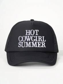 1 件男女通用刺绣“Hot Cowgirl Summer”棒球网帽，可调节防晒帽，适合户外旅行、徒步旅行、骑自行车 - 字母 - 查看 15