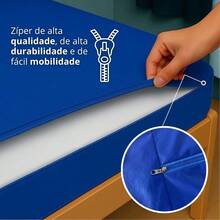 Capa Colchão Zíper Impermeável Hospitalar Solteiro Varias Medidas - Azul 88x188x14 - 88x188x14 - Visão 8