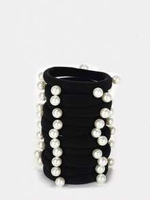 1 pieza/3 piezas/5 piezas/10 piezas/20 piezas Lazos para el cabello negros sin costuras con decoración de perlas falsas para mujeres, coleteros, accesorios para el cabello, scrunchies suaves, herramientas de peinado multifuncionales, sujetadores de moño y cola de caballo, bandas elásticas elegantes, adecuadas para la vida diaria, al aire libre, la ducha, regalo para mamá, amigos, parejas, compañeros de clase, diademas - Multicolor - Ver 10