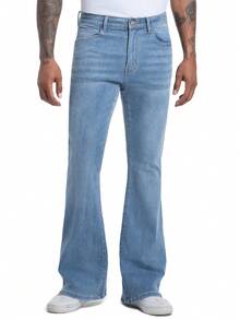 Men's Bell Bottom Jeans 60s 70s Outfits For Men,Mens Bell Bottoms Pants Flare Jeans Light Blue - Medium Wash - View 2