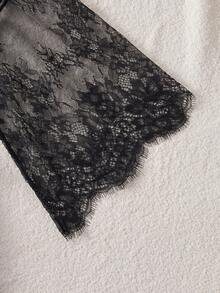 Plus Size Lace & Sexy Bodysuit Combination, Perfect Sleepwear Set - màu đen - Xem 5