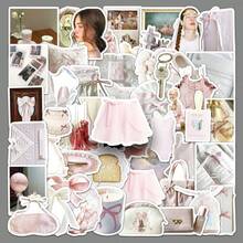 50 adesivos com tema de balé, design estético fofo de desenho animado para celular, caderno, mala